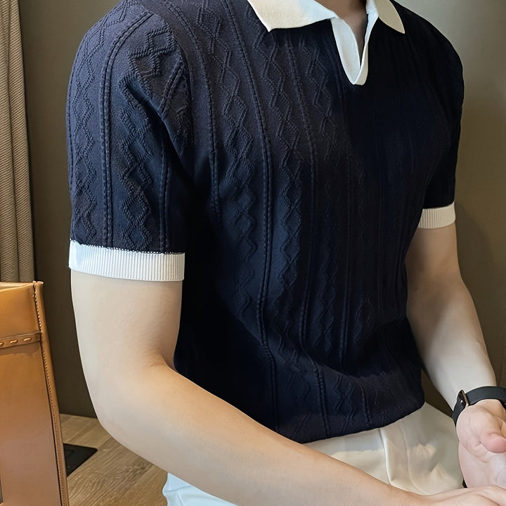 Barrett | Textured Contrast-Collar Polo Shirt