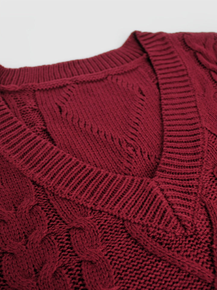 Cora | Cozy Cable-Knit V-Neck Jumper Vest