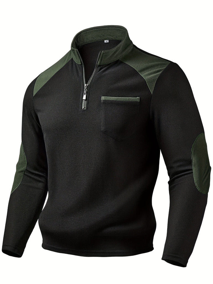 Rory | Textured Colour-Block Quarter-Zip Pullover
