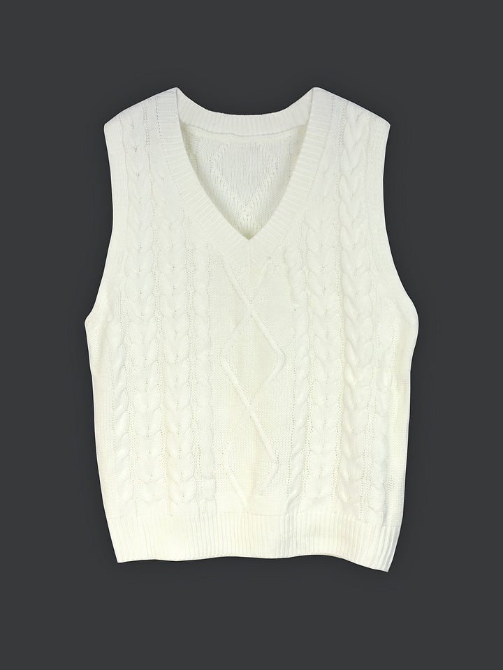 Cora | Cozy Cable-Knit V-Neck Jumper Vest