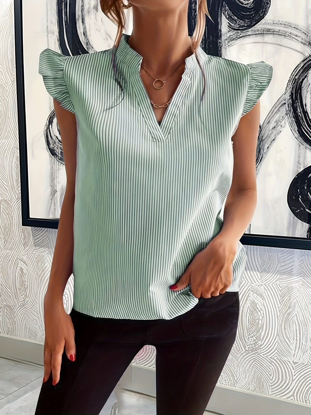 Rowan | Ruffle-Sleeve V-Neck Blouse