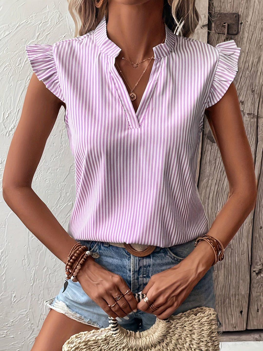 Rowan | Ruffle-Sleeve V-Neck Blouse