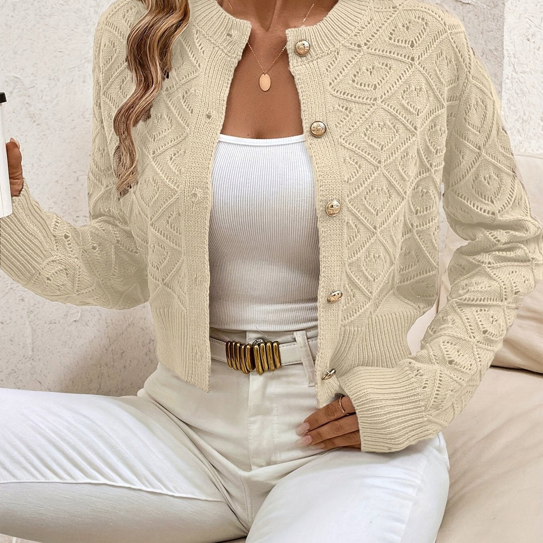 Della | Textured Button-Front Cardigan