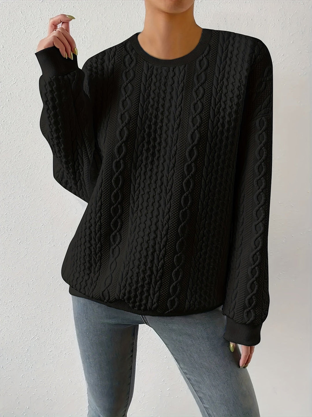 Joyce | Textured Cable-Knit Sweatshirt