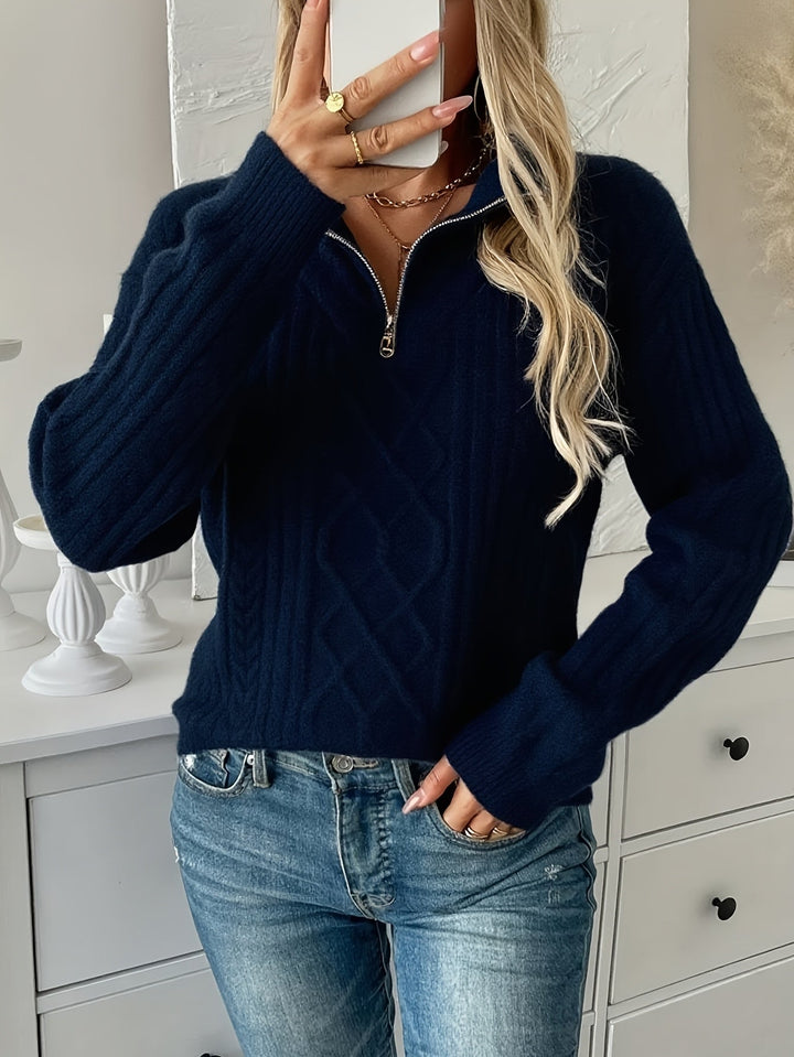 Clementine | Textured Half-Zip Jumper