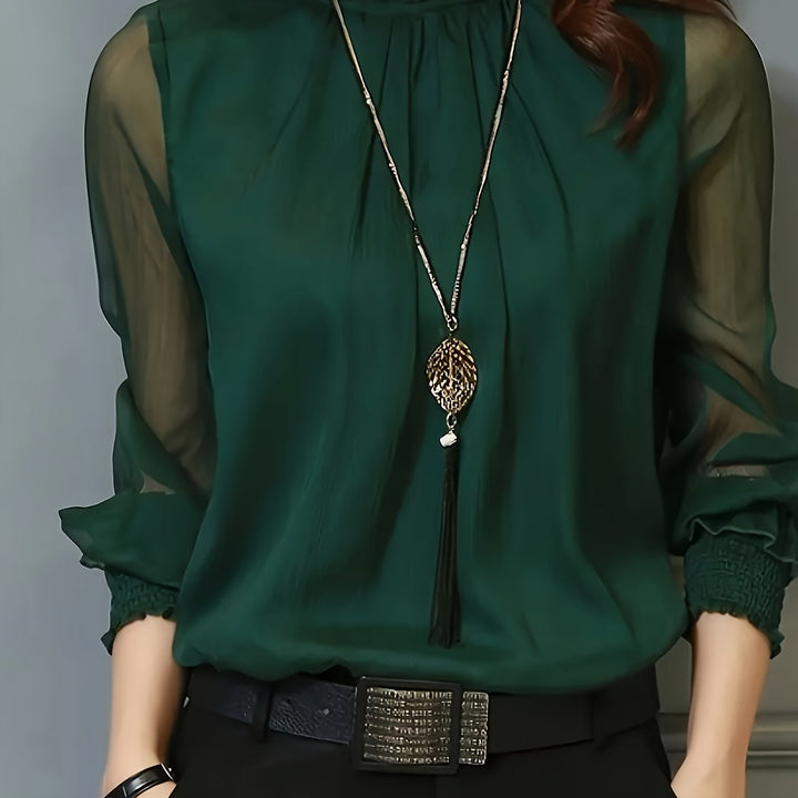 Ophelia | Stand-Collar Long-Sleeve Blouse