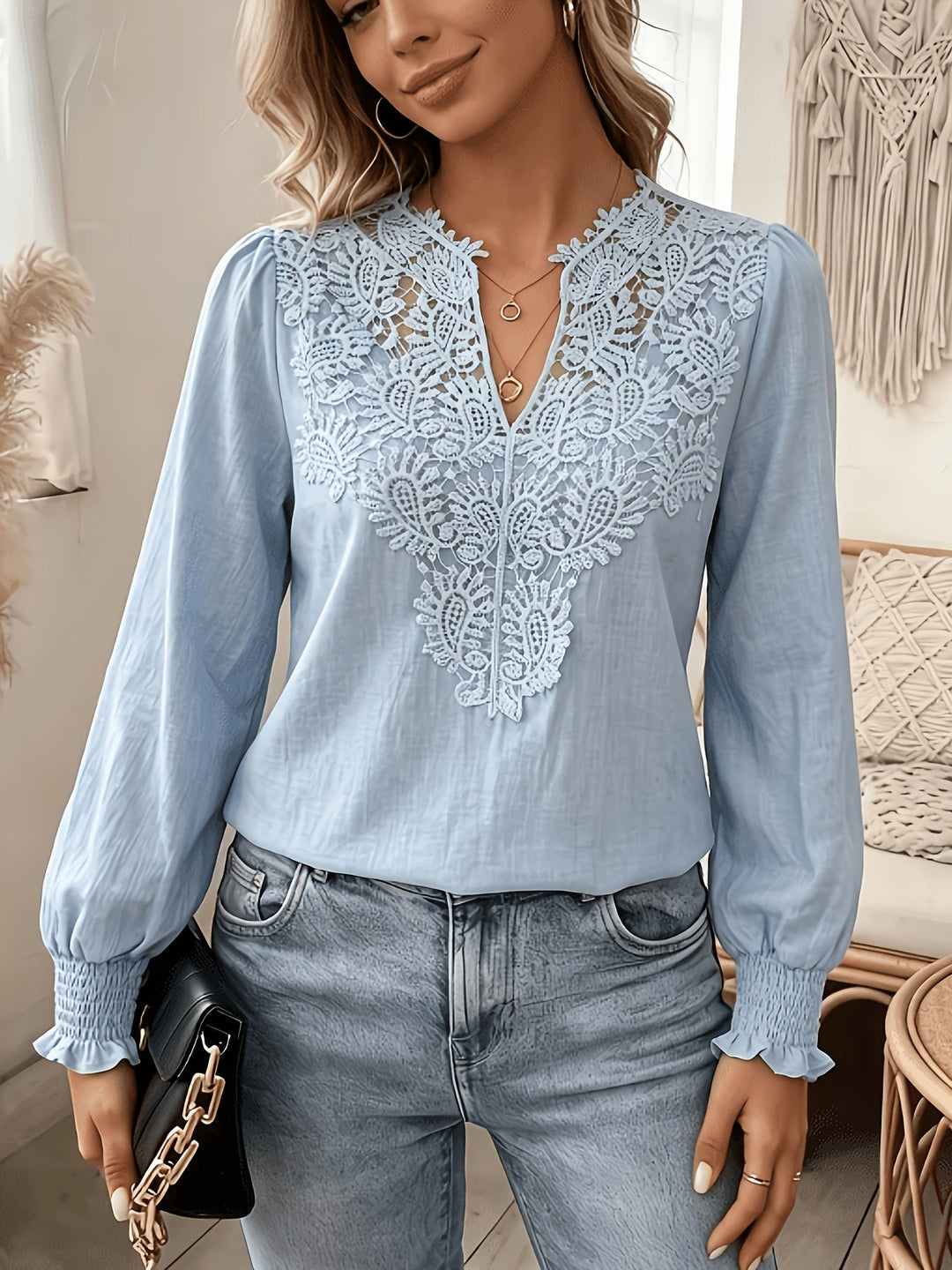 Delia | Embroidered V-Neck Blouse