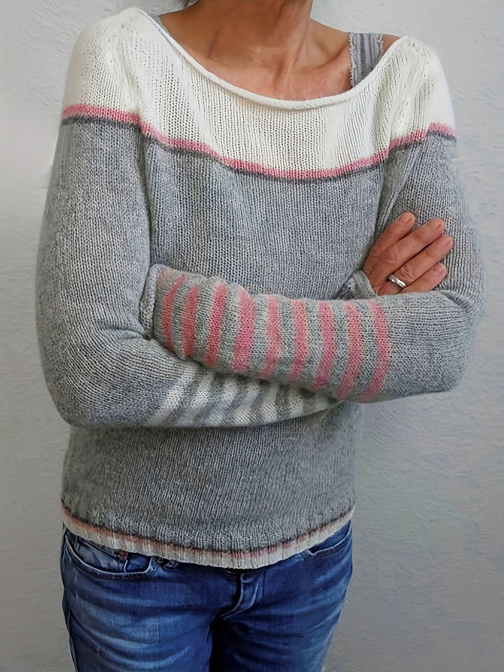 Francesca | colour-Block Boat Neck Jumper