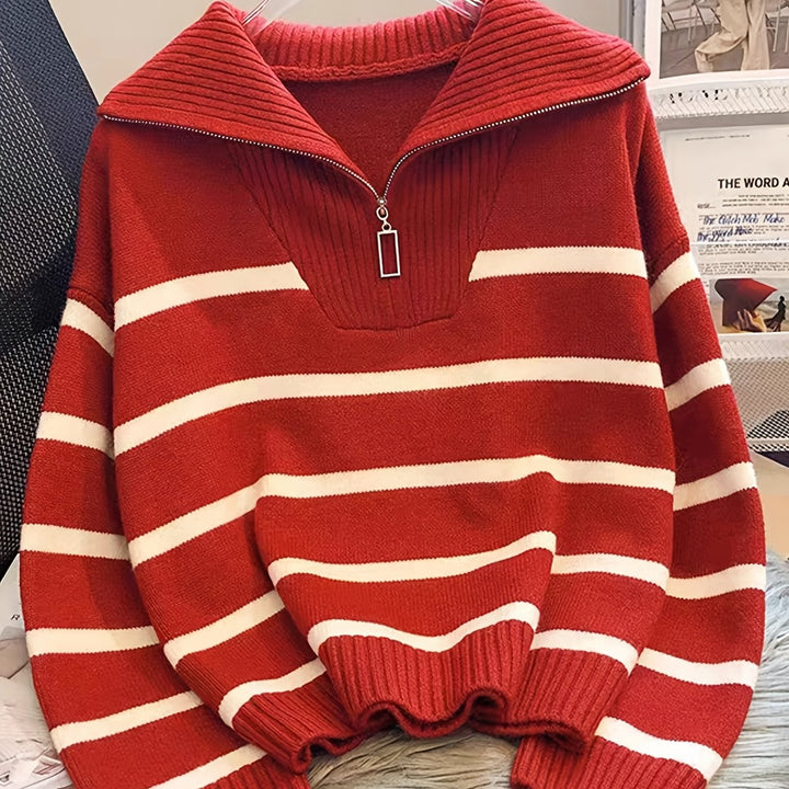 Sabina | Striped Quarter-Zip Jumper