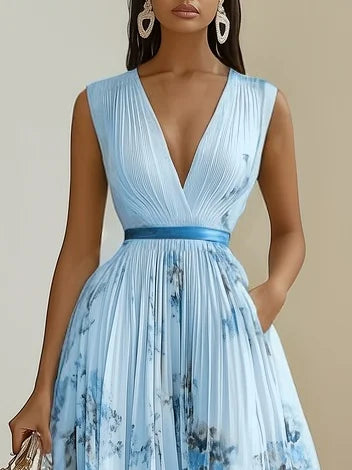 Betty | Elegant Sleeveless Long V-Neck Dress