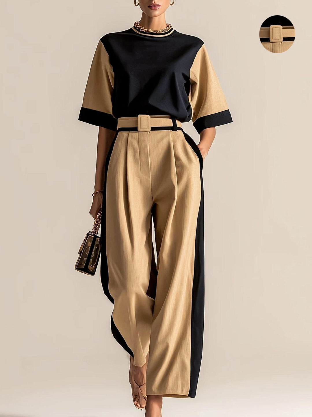 Annika | Contrast-Trim Two-Piece Set