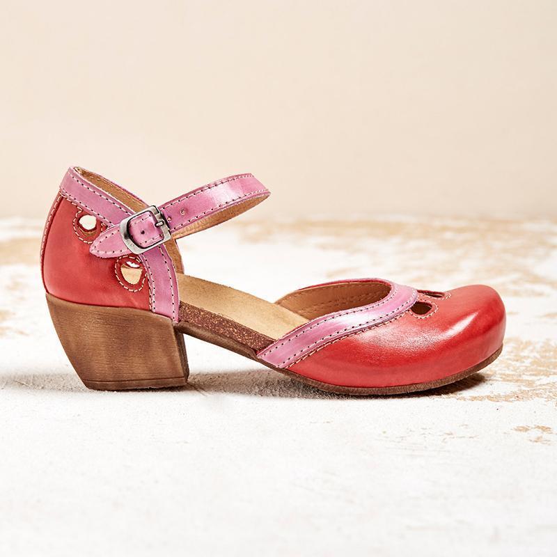 Felicity | Comfort Low-Heel T-Strap Sandals