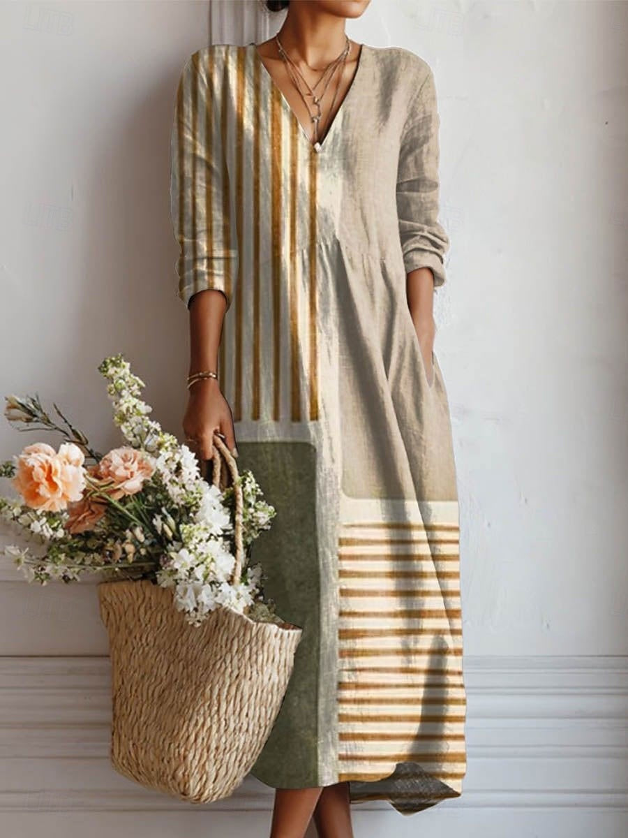 Samantha | Comfortable Multicolour Striped Dress