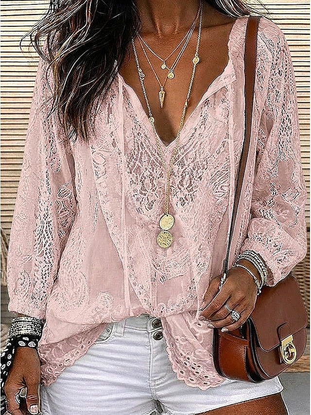 Estelle | Boho Lace-Detail Blouse