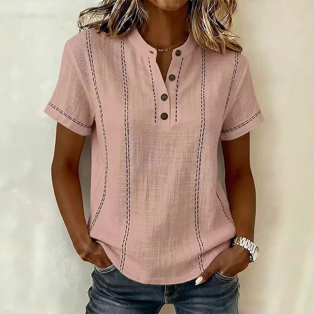 Corinna | Vintage Striped Short-Sleeve Blouse