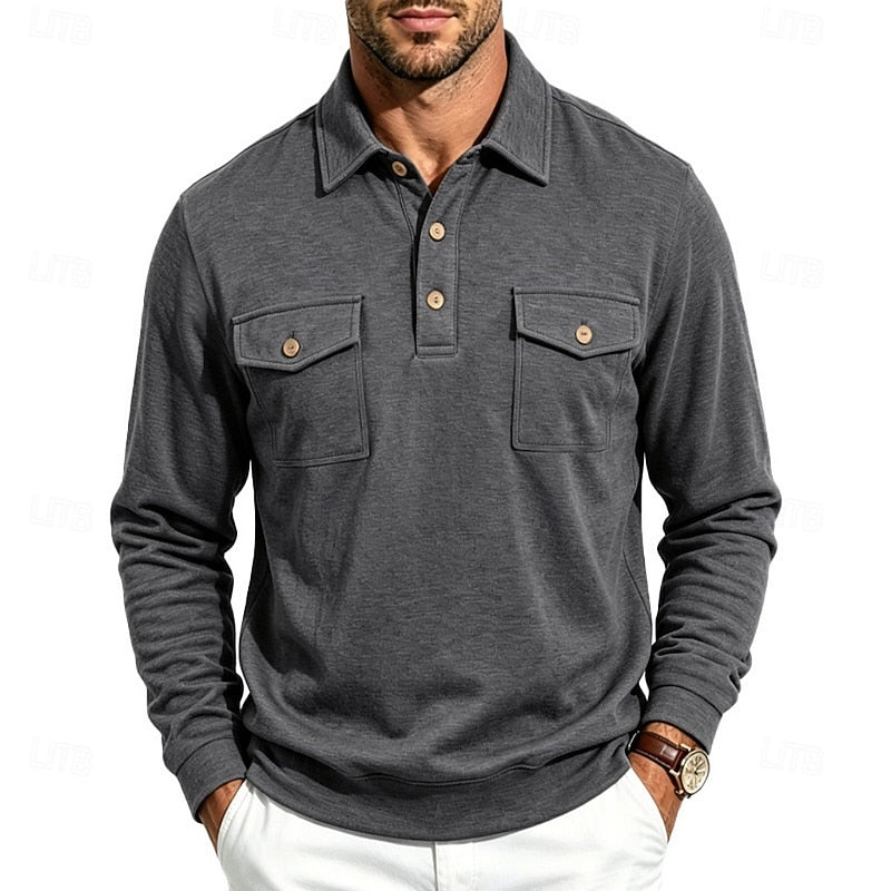 Harold | Refined Long-Sleeve Pocket Polo Shirt