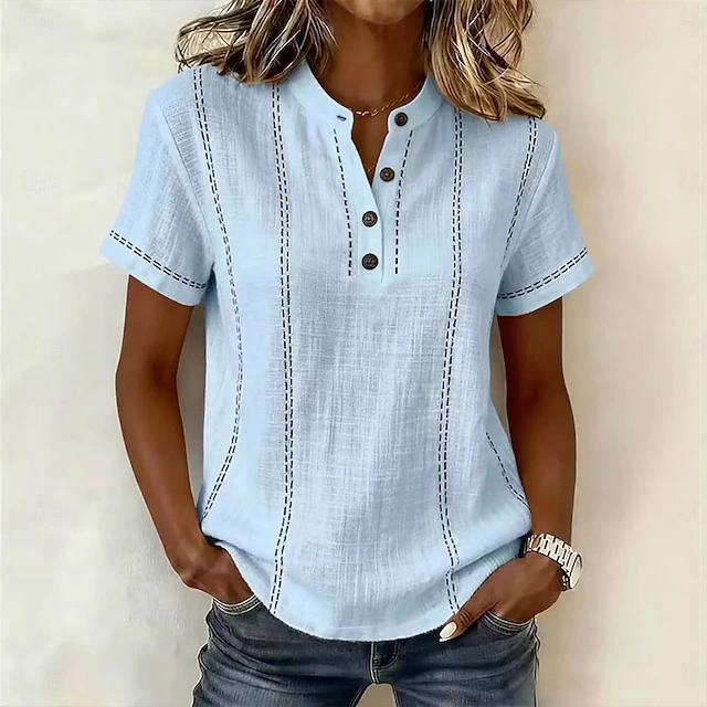 Corinna | Vintage Striped Short-Sleeve Blouse