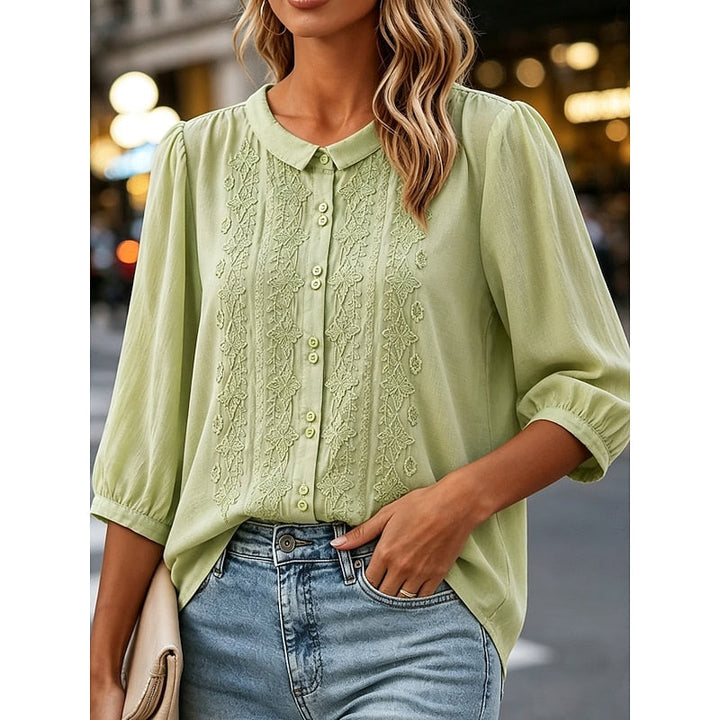 Paige | Embroidered Peter Pan Collar Blouse