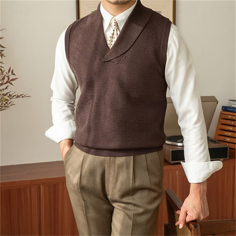 Alden | Shawl-Collar Knit Jumper Vest