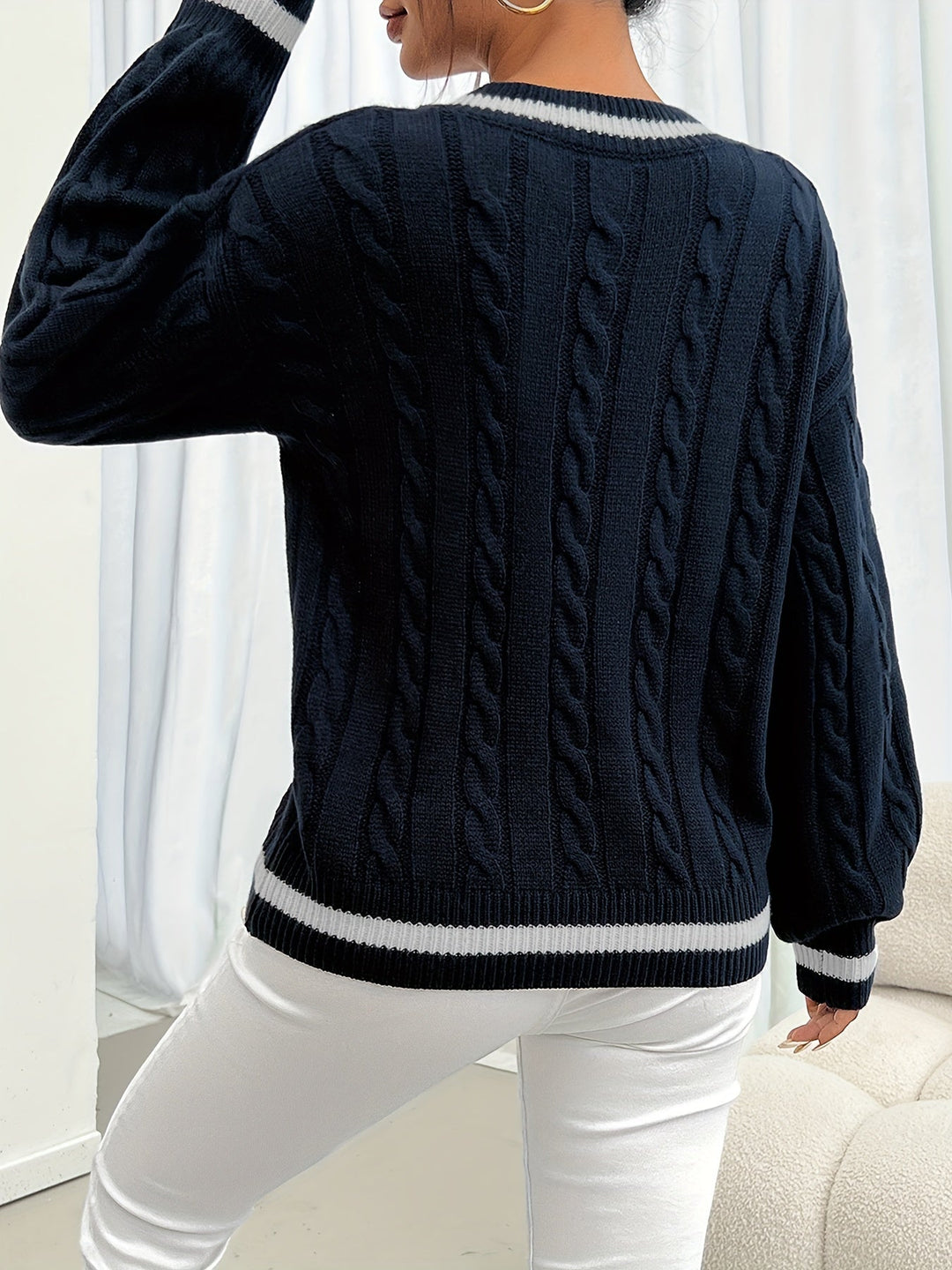 Camryn | Cable-Knit V-Neck Jumper