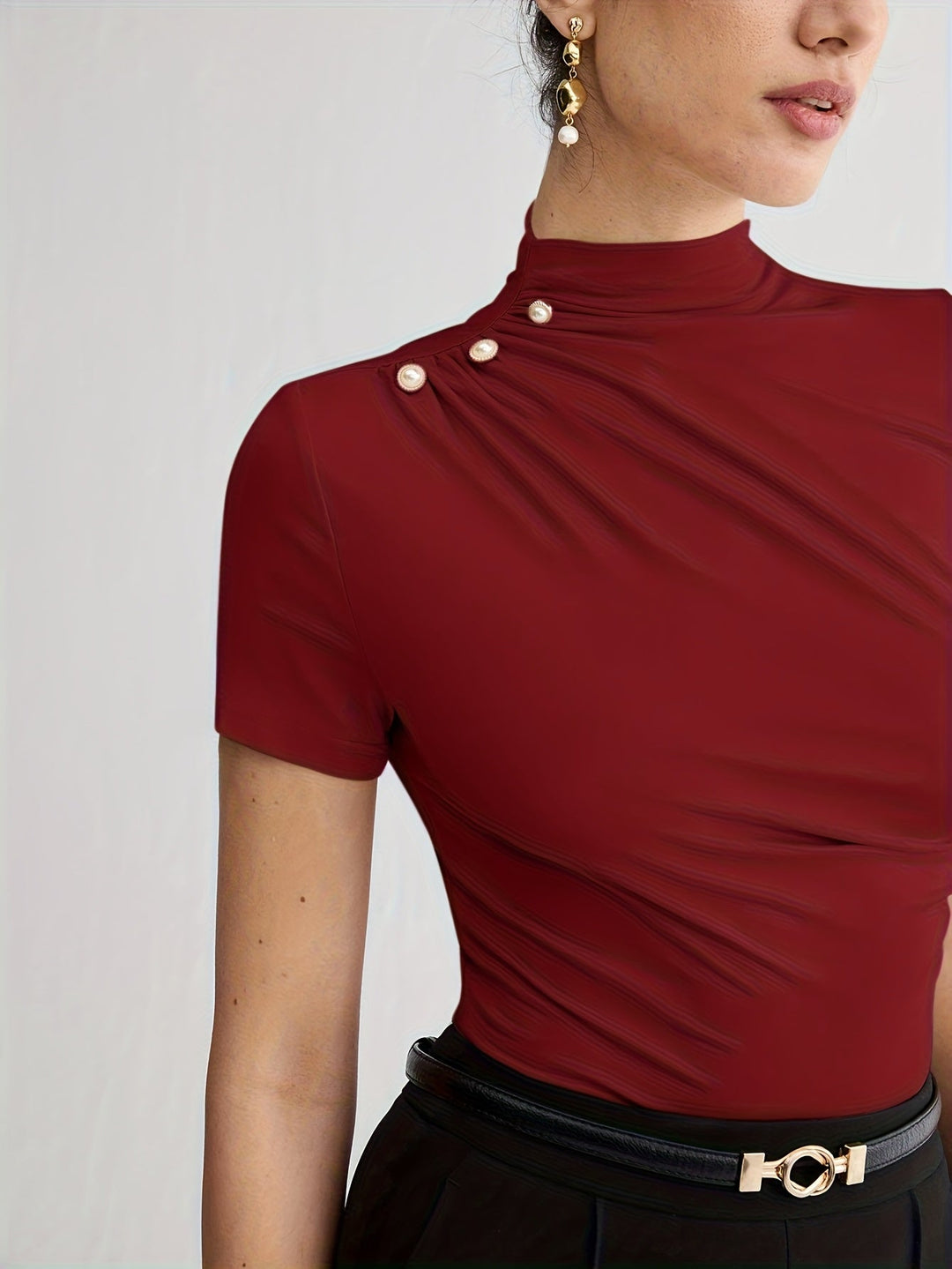 Sienna | Mock Neck Short-Sleeve Top