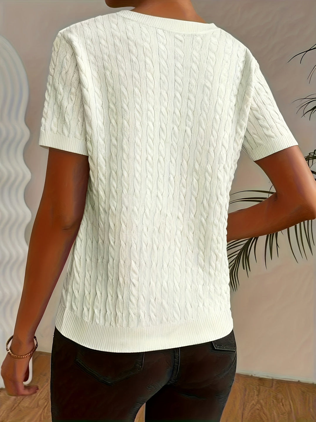 Tabitha | Textured Round Neck Short Sleeve Top