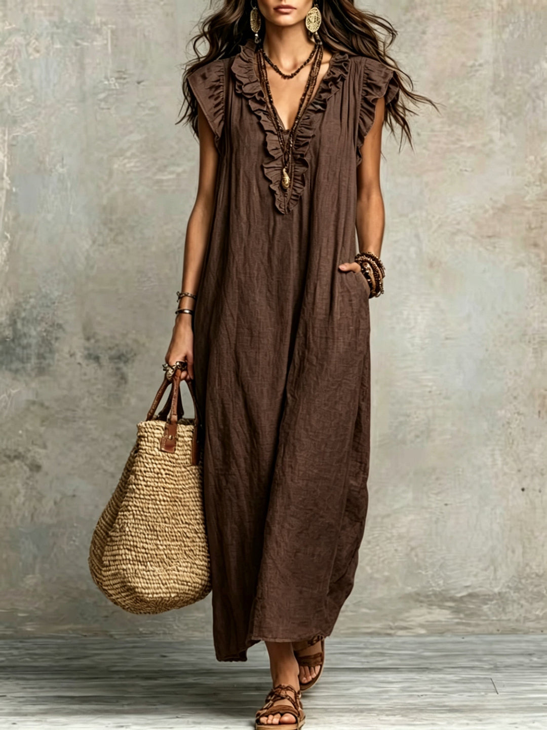 Marisol | Ruffled Bohemian Maxi Dress