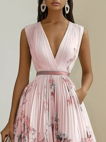 Betty | Elegant Sleeveless Long V-Neck Dress