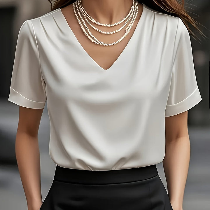 Estelle | Draped V-Neck Blouse