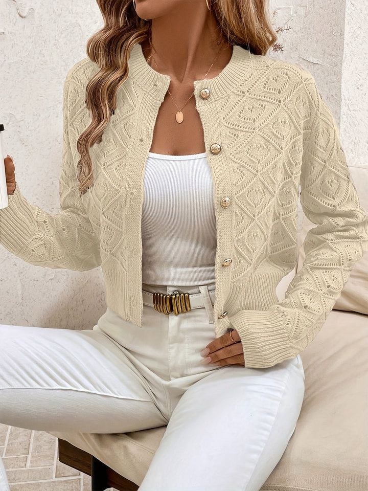 Della | Textured Button-Front Cardigan
