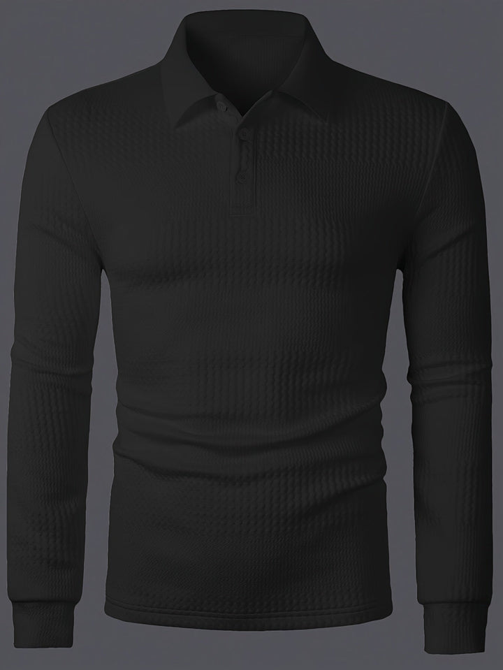Fletcher | Textured Long-Sleeve Polo Shirt