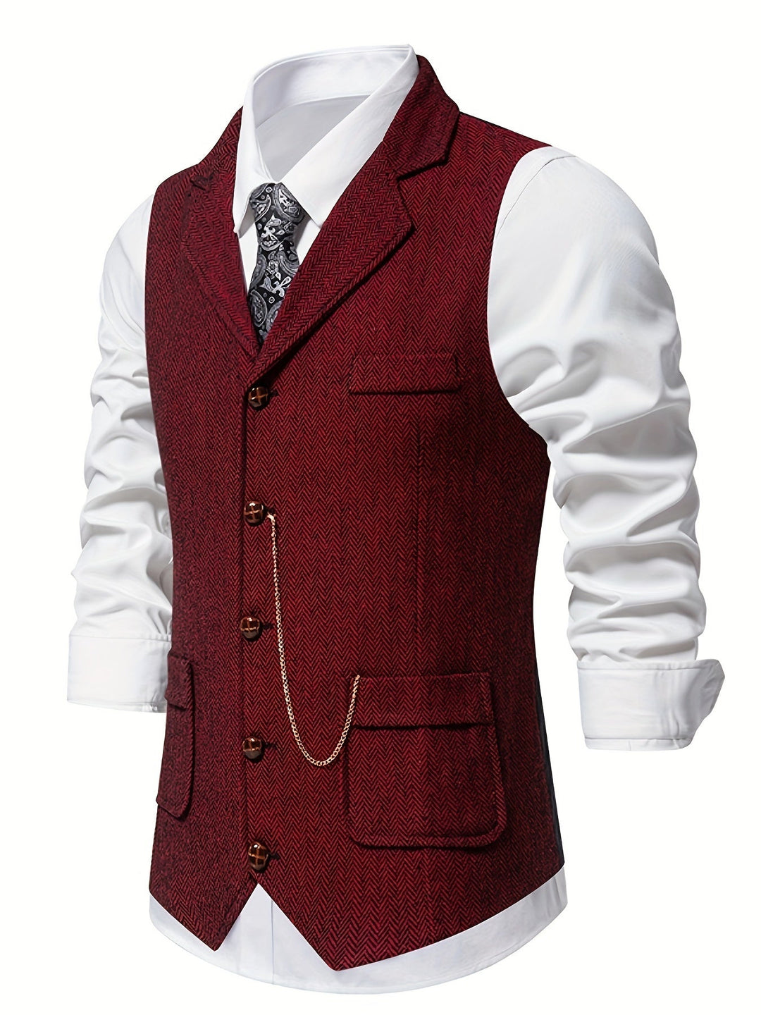 Edmund | Herringbone Single-Breasted Vest