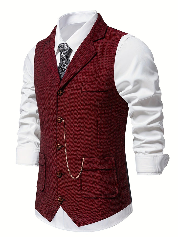 Edmund | Herringbone Single-Breasted Vest
