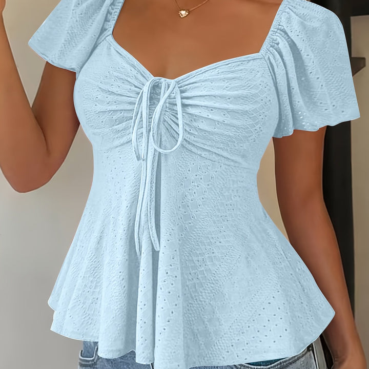 Josephine | Flutter-Sleeve Peplum Top