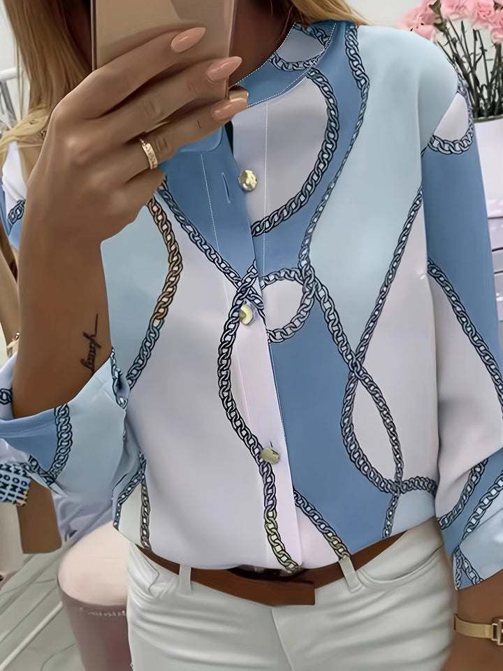 Ingrid | Chain-Print Collared Shirt