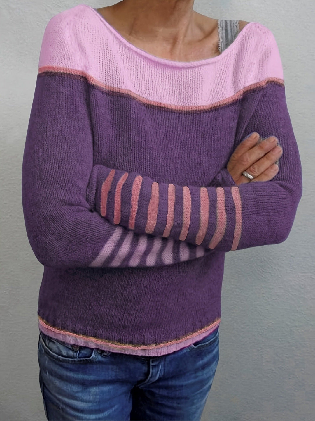 Francesca | colour-Block Boat Neck Jumper