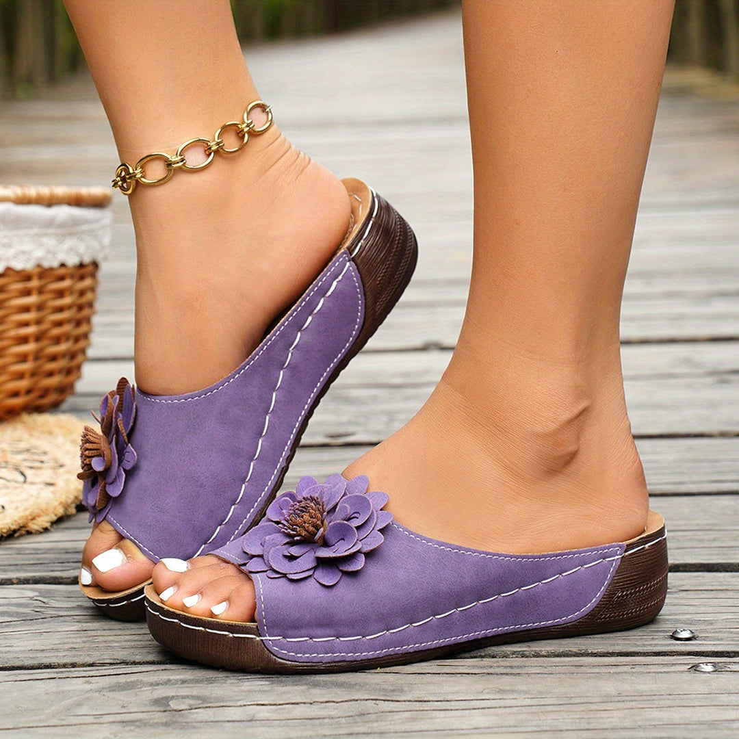 Melanie | Floral Comfort Wedge Sandals