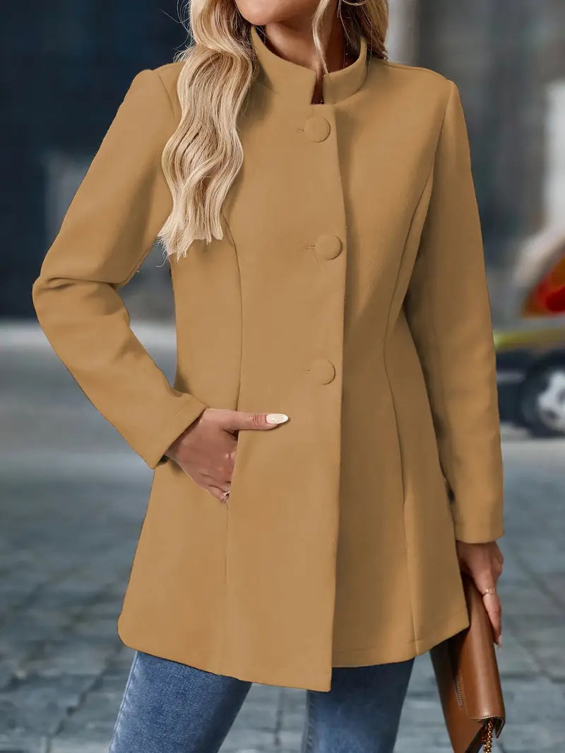 Juliette | Elegant Stand-Collar Button Coat