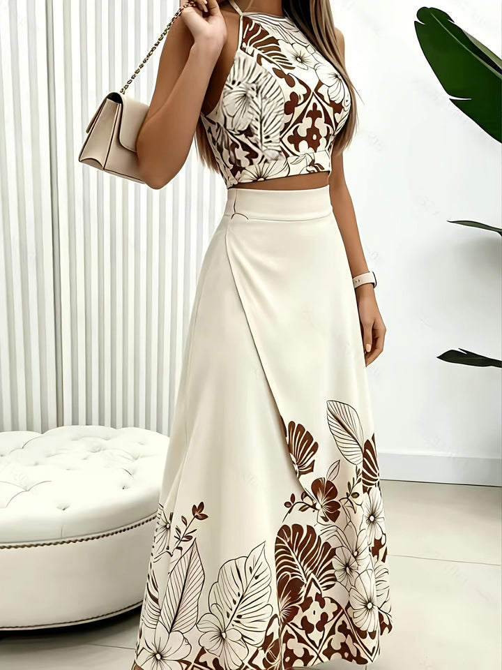 Maura | Tropical Print Two-Piece Skirt Set
