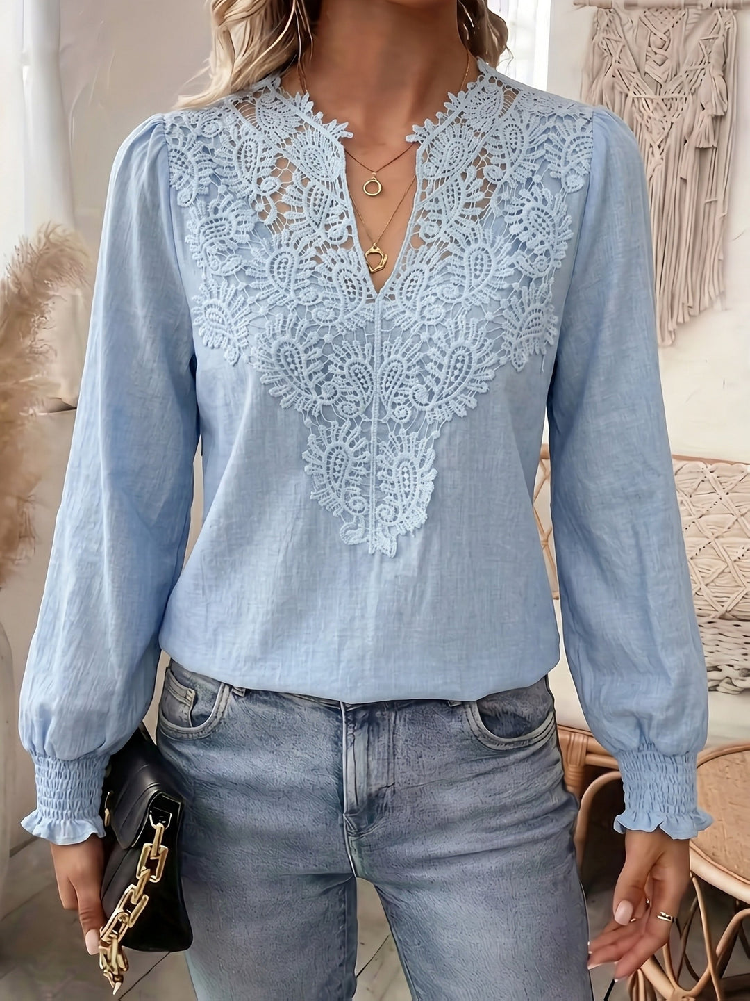 Delia | Embroidered V-Neck Blouse
