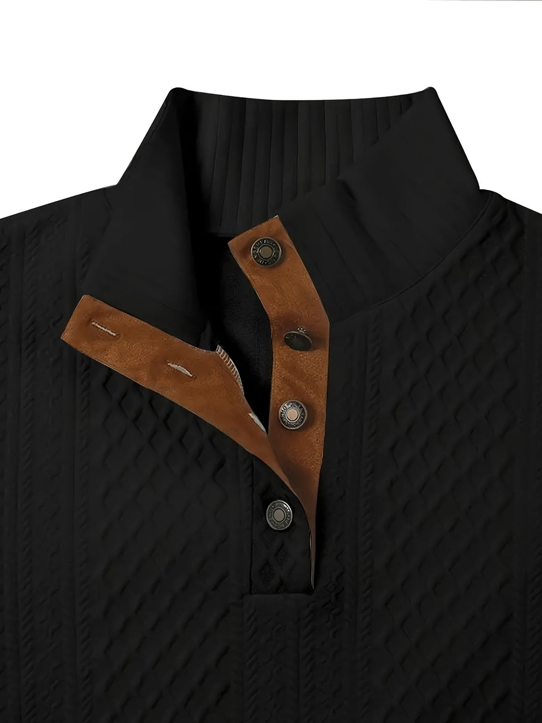 Ronan | Stand Collar Button Henley Jumper