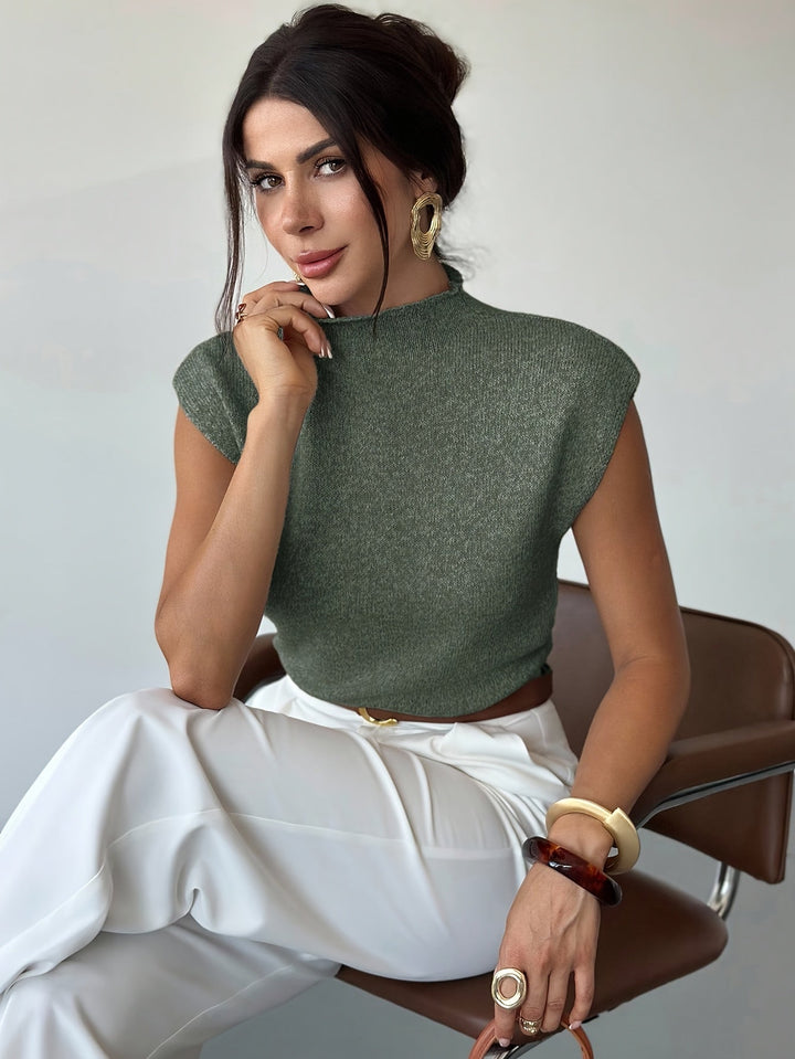 Claudia | Mock Neck Sleeveless Jumper Vest