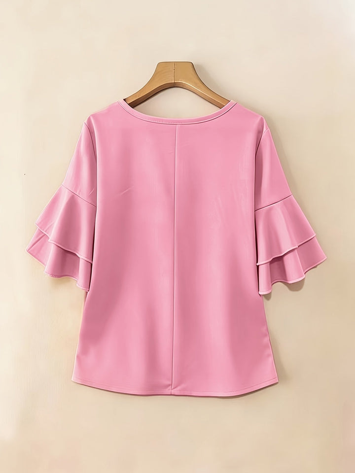 Karen | Flared-Sleeve Pleated Blouse