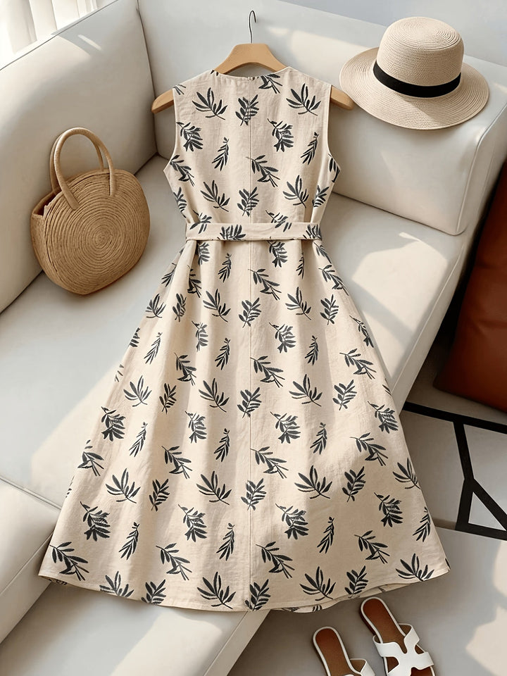 Hazel | Belted Sleeveless Midi Dress