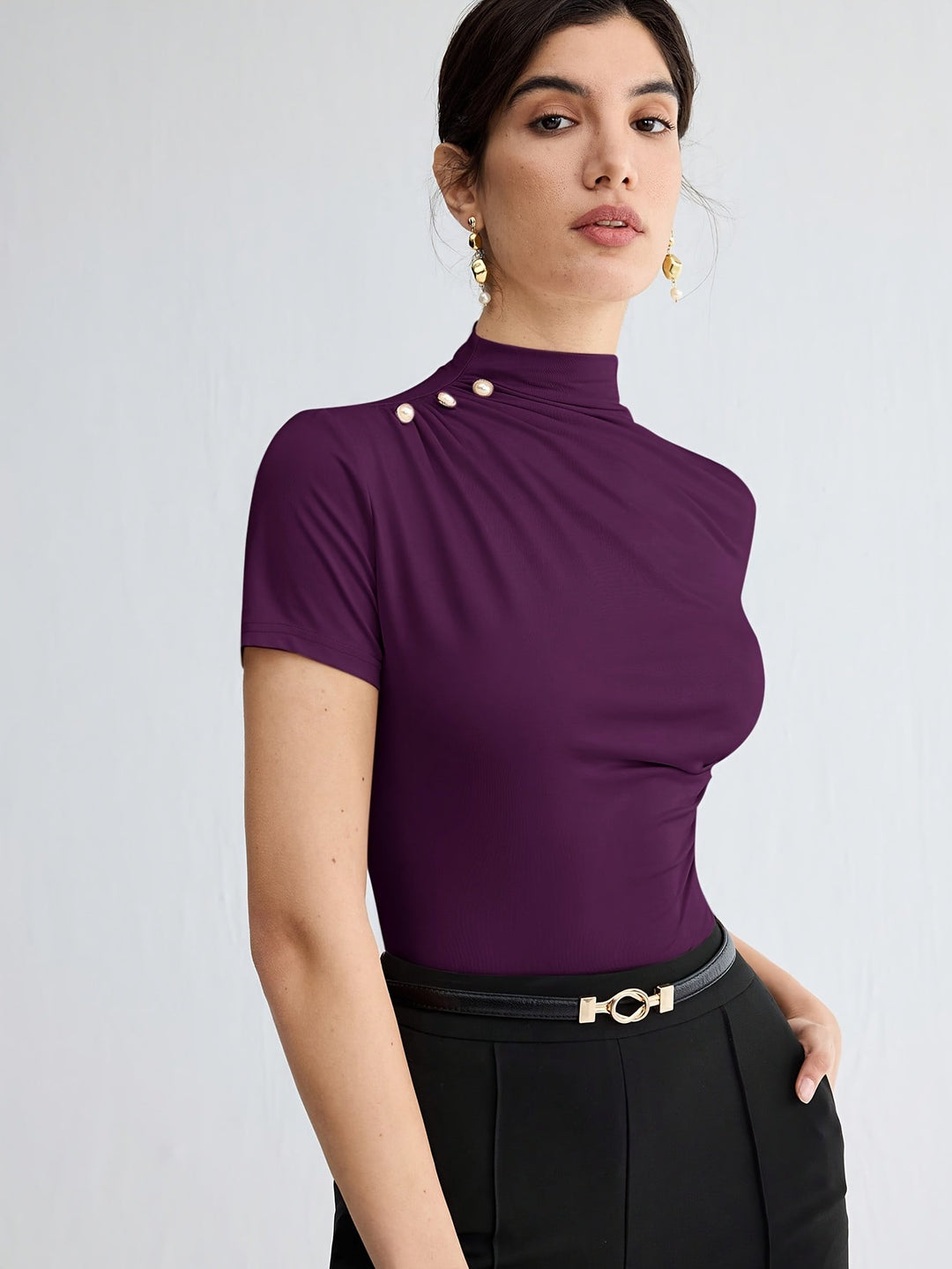 Sienna | Mock Neck Short-Sleeve Top