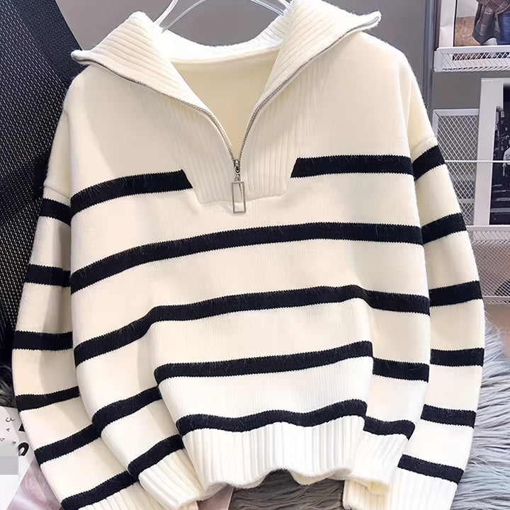 Sabina | Striped Quarter-Zip Jumper