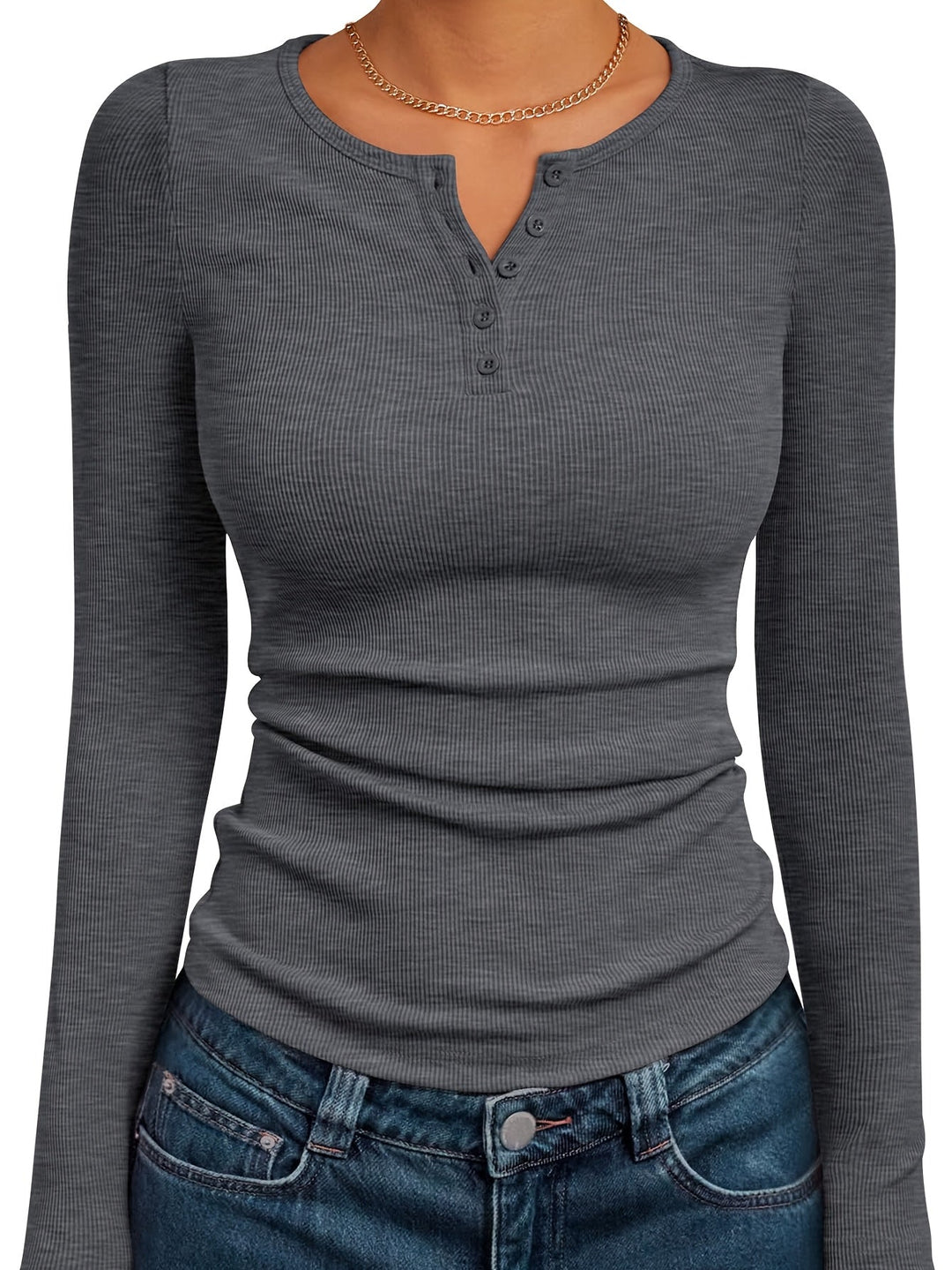 Ivy | Fitted Button Henley Top