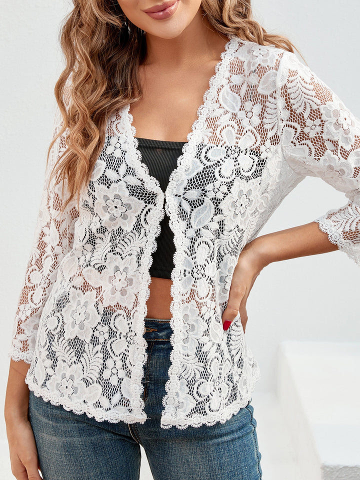 Cassandra | Floral Openwork Cardigan