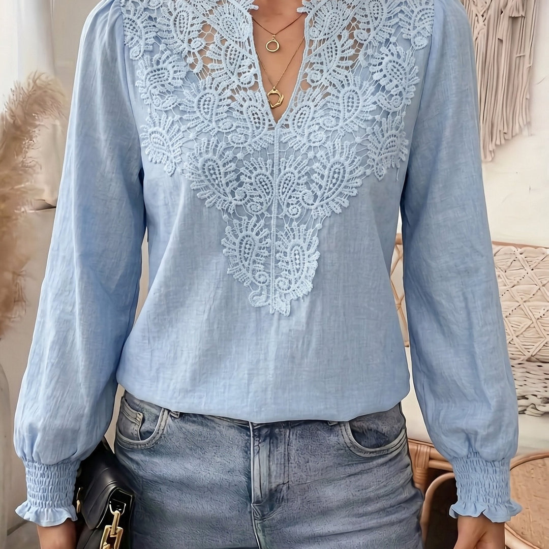 Delia | Embroidered V-Neck Blouse