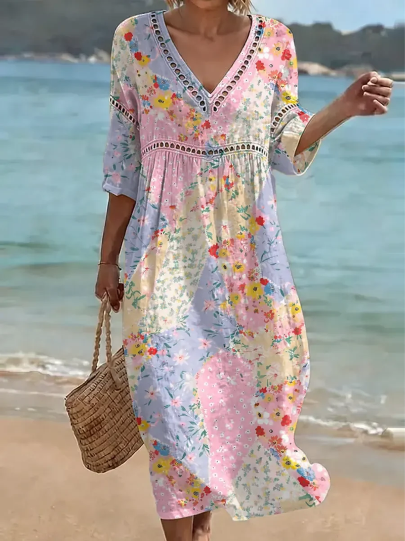 Mindy | Stylish Floral Patchwork Dress